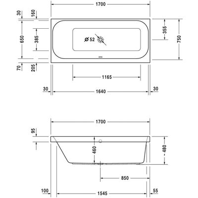 Duravit Model 700312 - Cadă dreptunghiulară cu spate înclinat stângă Duravit Model 700312 - Cadă dreptunghiulară cu spate înclinat stângă