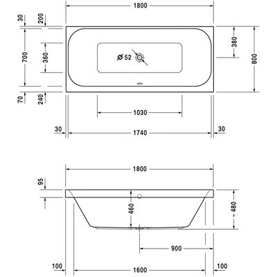Duravit Modelo 700314000000000 Bañera Rectangular con Dos Respaldo - Bañera Duravit Modelo 700314000000000 Bañera Rectangular con Dos Respaldo - Bañera