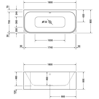 Duravit Modell 700318 Rechteckbadewanne mit Rückenlehnen - Badewanne Duravit Modell 700318 Rechteckbadewanne mit Rückenlehnen - Badewanne