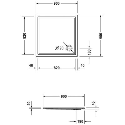 Duravit Weiße Quadrat-Antirutsch-Duschwanne 900x900mm - Modell 720115000000001 Duravit Weiße Quadrat-Antirutsch-Duschwanne 900x900mm - Modell 720115000000001