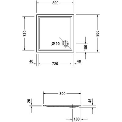 Duravit Starck Slimline Duschwanne - Quadrat oder Rechteck - Weiß Duravit Starck Slimline Duschwanne - Quadrat oder Rechteck - Weiß