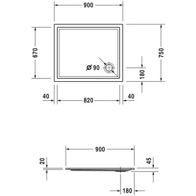 Duravit Starck Rechteckduschwanne - 90x75 cm - Weiß Duravit Starck Rechteckduschwanne - 90x75 cm - Weiß