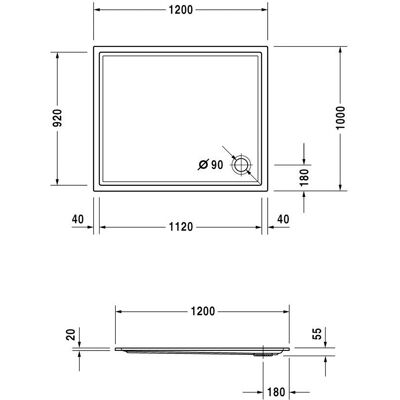 Duravit Starck Slimline Duschwanne - Rechteckig, 1200x1000 mm, Weiß Duravit Starck Slimline Duschwanne - Rechteckig, 1200x1000 mm, Weiß