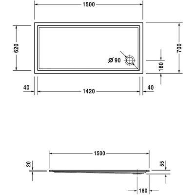 Duravit Starck Slimline Rechteckige Duschwanne - Duschwanne Duravit Starck Slimline Rechteckige Duschwanne - Duschwanne