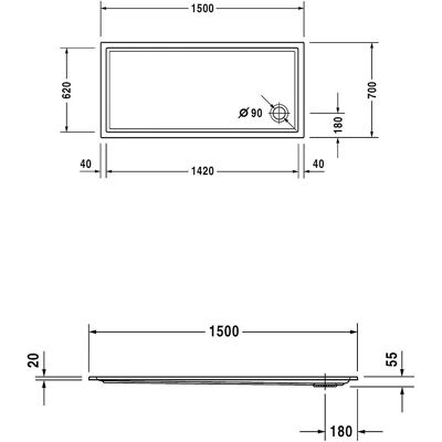 Duravit Starck Slimline Rechteckduschwanne - 1500x700 mm Duravit Starck Slimline Rechteckduschwanne - 1500x700 mm