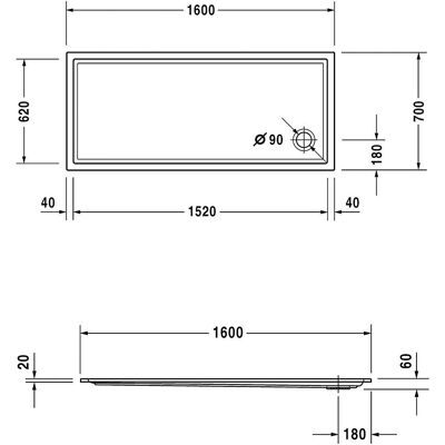 Duravit Starck Slimline Rechteckige Duschwanne - Duschwanne Duravit Starck Slimline Rechteckige Duschwanne - Duschwanne