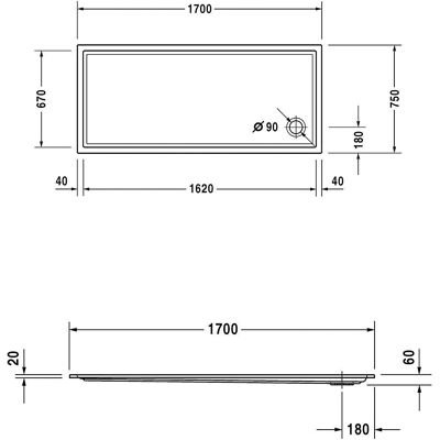Duravit Starck Slimline Rechteckige Duschwanne - Duschwanne Duravit Starck Slimline Rechteckige Duschwanne - Duschwanne
