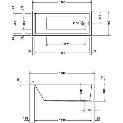 Duravit Starck Rechteckbadewanne - Weiß - 1700x700 mm Duravit Starck Rechteckbadewanne - Weiß - 1700x700 mm
