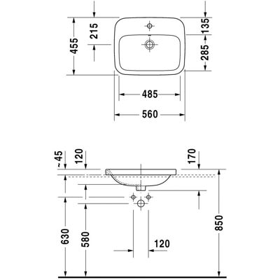Duravit DuraStyle Waschbecken - Rechteckige Keramikoberfläche Duravit DuraStyle Waschbecken - Rechteckige Keramikoberfläche