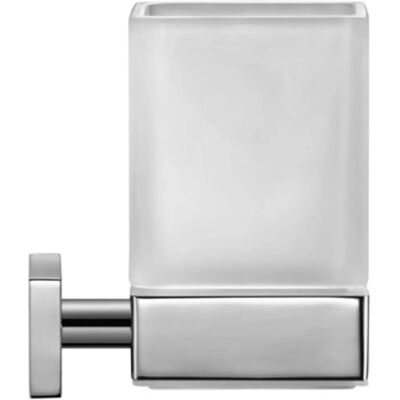 Porta bicchieri Duravit Karree - Quadrato, Bianco opaco, Supporto cromato Porta bicchieri Duravit Karree - Quadrato, Bianco opaco, Supporto cromato