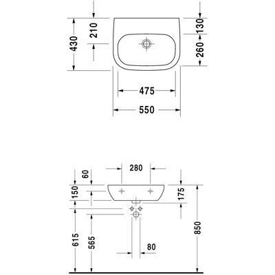 Duravit D-Code Wandwaschbecken 550x430mm - Waschbecken Duravit D-Code Wandwaschbecken 550x430mm - Waschbecken