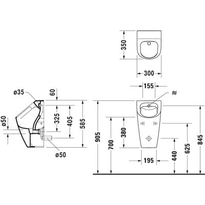 Duravit Modell 2809300000 Rimless Wandurinal - Weiß Duravit Modell 2809300000 Rimless Wandurinal - Weiß