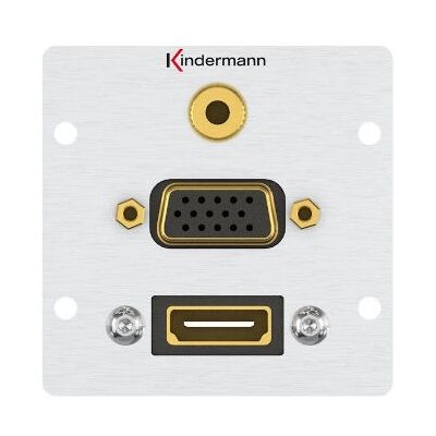 Kindermann - KIN 7444000586 - HDMI VGA 3.5 mm - Aluminium - Abdeckplatte Kindermann - KIN 7444000586 - HDMI VGA 3.5 mm - Aluminium - Abdeckplatte