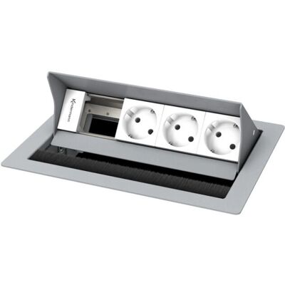 Kindermann - CablePort standard 4-fold - 3 prises - Boîtier de bureau - Publicité Kindermann - CablePort standard 4-fold - 3 prises - Boîtier de bureau - Publicité