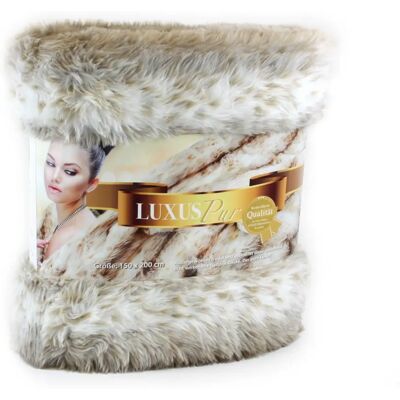 Plaid en faux fur beige/blanc Gözze - Couverture Plaid en faux fur beige/blanc Gözze - Couverture