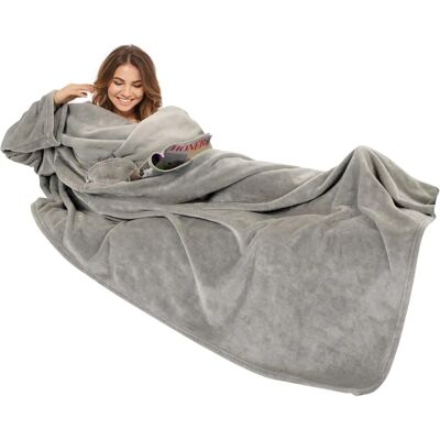 Coperta Gözze con maniche 150 x 240 cm (argento) Argento Coperta Gözze con maniche 150 x 240 cm (argento) Argento