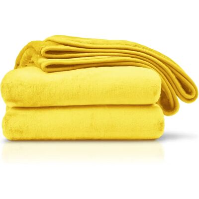 Amago - 180x220 cm - Amarillo - Manta de microfibra Amago - 180x220 cm - Amarillo - Manta de microfibra