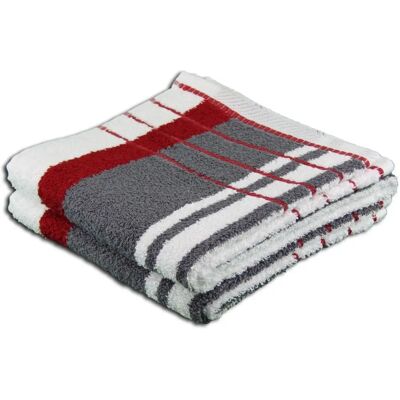 GÖZZE Berlin Streifen Handtuch-Set - 2 Stück, 50x100cm, Rot/Anthrazit GÖZZE Berlin Streifen Handtuch-Set - 2 Stück, 50x100cm, Rot/Anthrazit
