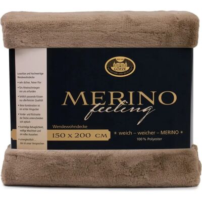 GÖZZE Couverture en Microfibres Merino - 150x200cm - Taupe - Wohndecke GÖZZE Couverture en Microfibres Merino - 150x200cm - Taupe - Wohndecke