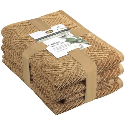 GÖZZE Viola Beige 6-Piece Towel Set - Bath & Hand Towels GÖZZE Viola Beige 6-Piece Towel Set - Bath & Hand Towels