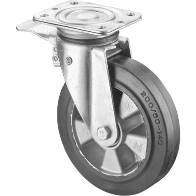 BS Schwerlastrollen - Totalsperre, Ø125mm, 220kg, Gummi, Stahl BS Schwerlastrollen - Totalsperre, Ø125mm, 220kg, Gummi, Stahl