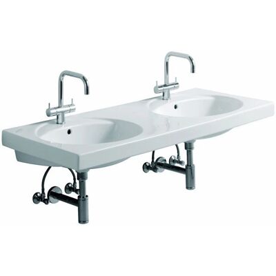 Geberit Preciosa Doppelwaschtisch - 130x55 cm - Weiß Alpin Geberit Preciosa Doppelwaschtisch - 130x55 cm - Weiß Alpin