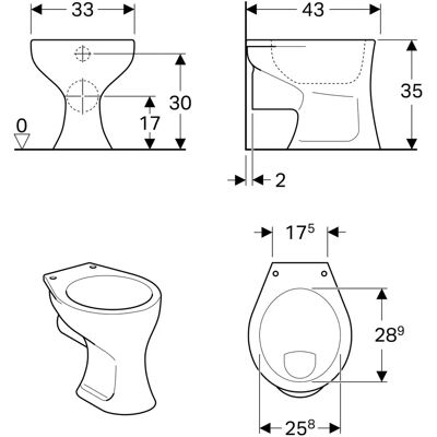 Geberit Kind Flachspül-WC - 6L, Weiß, Horizontalabgang Geberit Kind Flachspül-WC - 6L, Weiß, Horizontalabgang