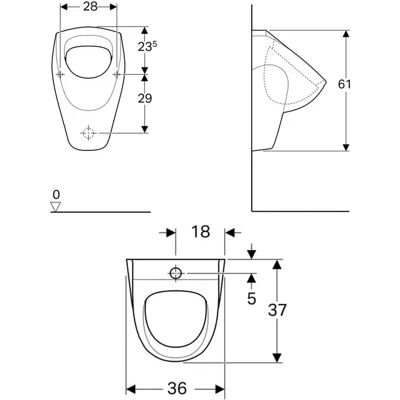 Urinal Geberit empotrado - Entrada superior, salida trasera o inferior - 235200 Urinal Geberit empotrado - Entrada superior, salida trasera o inferior - 235200