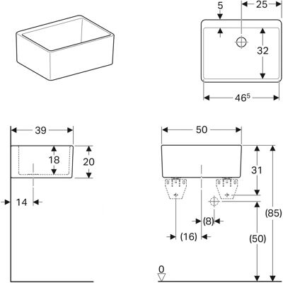 Geberit - Chiuvetă de baie dreptunghiulară - Alb Geberit - Chiuvetă de baie dreptunghiulară - Alb