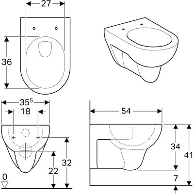 Geberit Renova Wand-WC - Weiß - Toilette Geberit Renova Wand-WC - Weiß - Toilette