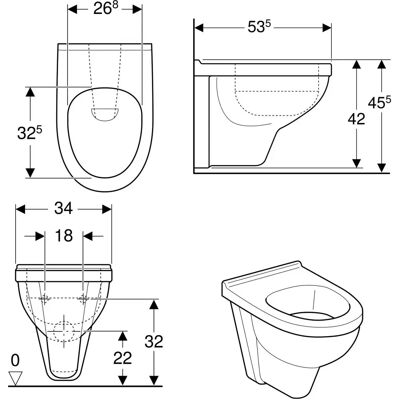 Keramag Geberit Renova Nr. 1 Comfort Wand-WC Weiß - Toilets Keramag Geberit Renova Nr. 1 Comfort Wand-WC Weiß - Toilets