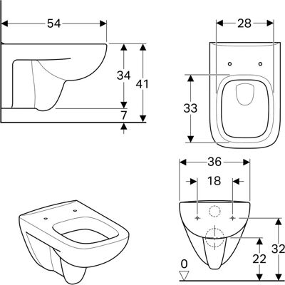 Keramag Geberit Renova Nr. 1 Wandhängendes WC - Spülung, 4,5/6L Keramag Geberit Renova Nr. 1 Wandhängendes WC - Spülung, 4,5/6L