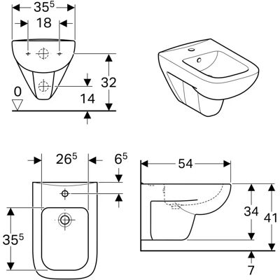 Geberit Bidet - Renova Nr. 1 Plan Wandhängend Weiß - Bidet Geberit Bidet - Renova Nr. 1 Plan Wandhängend Weiß - Bidet
