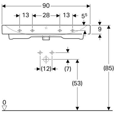 Geberit iCon Waschtisch - 900x485mm, ohne Hahnloch, Weiß, KeraTect - Waschtisch Geberit iCon Waschtisch - 900x485mm, ohne Hahnloch, Weiß, KeraTect - Waschtisch