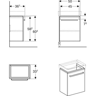 Geberit Wandmontiertes Badezimmer-Schrank - Weiß, 500mm Breite Geberit Wandmontiertes Badezimmer-Schrank - Weiß, 500mm Breite