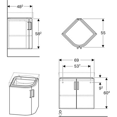 Keramag Geberit Vægmonteret badeværelsesskab - Hvid, 2 døre, fugtbestandigt - 482x605x482 mm Keramag Geberit Vægmonteret badeværelsesskab - Hvid, 2 døre, fugtbestandigt - 482x605x482 mm