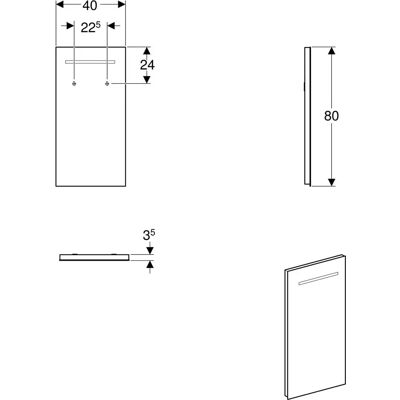 Geberit Renova Compact LED-Spiegel 400x800 - Badezimmer Geberit Renova Compact LED-Spiegel 400x800 - Badezimmer