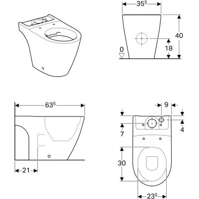 Geberit iCon Wand-WC - Waschspülung, 6L, Randlos Geberit iCon Wand-WC - Waschspülung, 6L, Randlos