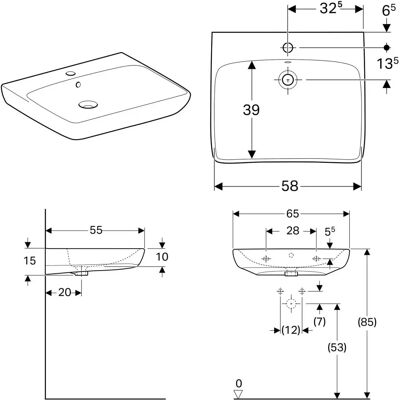 Geberit Renova Nr. 1 Comfort Wandwaschtisch - Waschbecken Geberit Renova Nr. 1 Comfort Wandwaschtisch - Waschbecken