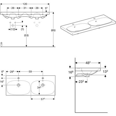 Geberit Acanto Doppelwaschtisch - Wandwaschbecken Geberit Acanto Doppelwaschtisch - Wandwaschbecken
