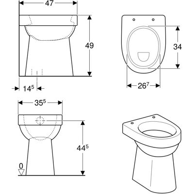 Keramag / Geberit Renova Comfort WC - Weiß, 6L, erhöht, vertikaler Abgang Keramag / Geberit Renova Comfort WC - Weiß, 6L, erhöht, vertikaler Abgang