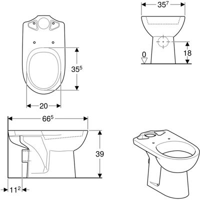 Geberit Renova Weiß Tiefspül-WC - Wand-WC Geberit Renova Weiß Tiefspül-WC - Wand-WC