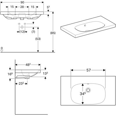 Lavabo de pared Geberit Acanto con estante - Lavabo Lavabo de pared Geberit Acanto con estante - Lavabo