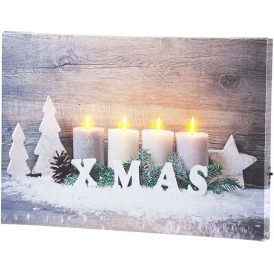 Œuvre murale lumineuse de bougies de Noël - 30x20cm - Publicité Œuvre murale lumineuse de bougies de Noël - 30x20cm - Publicité