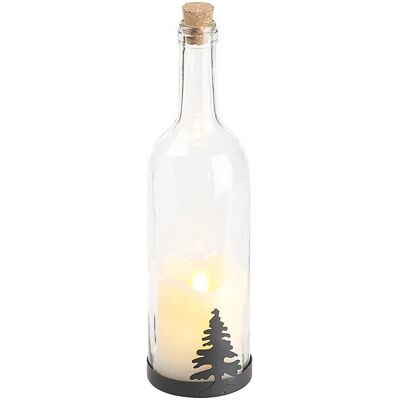 Lunartec - VinDecorLED-Pine - Sapin - Bouteille décorative avec bougie LED Lunartec - VinDecorLED-Pine - Sapin - Bouteille décorative avec bougie LED