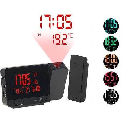 Infactory Réveil à Projection Sans Fil Station Météo - 2 en 1 - Noir Infactory Réveil à Projection Sans Fil Station Météo - 2 en 1 - Noir