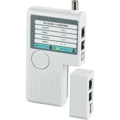 Testeur de câbles 4 en 1 - RJ-45, RJ-11, USB A+B, BNC - Publicité Testeur de câbles 4 en 1 - RJ-45, RJ-11, USB A+B, BNC - Publicité