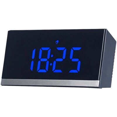 Horloge de table radio-pilotée - Noir / Bleu - Publicité Horloge de table radio-pilotée - Noir / Bleu - Publicité