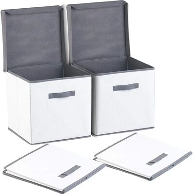 Pearl - Boîtes de rangement - Blanc-Gris - 2 pièces - Ensemble de boîtes - Publicité Pearl - Boîtes de rangement - Blanc-Gris - 2 pièces - Ensemble de boîtes - Publicité