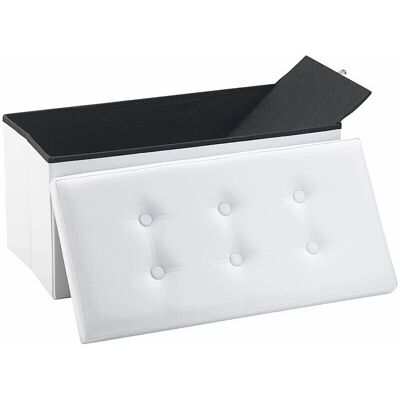 Infactory - Siège Pliable Aspect Cuir Coffre 80 L Blanc - Chaise - Publicité Infactory - Siège Pliable Aspect Cuir Coffre 80 L Blanc - Chaise - Publicité